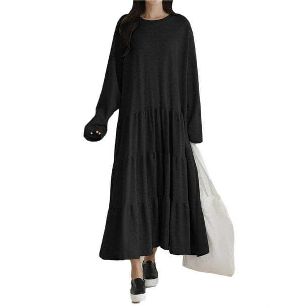 Women Long Sleeve Long Tops Shirt Dress Baggy Pleated Dresses Casual Loose Dress Women Long Sleeve Long Tops Shirt Dress Baggy Pleated Dresses Casual Loose Dress